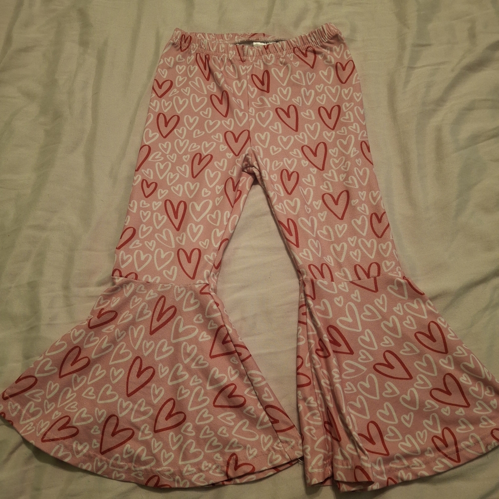 Kids' Pink Heart Flared Pants